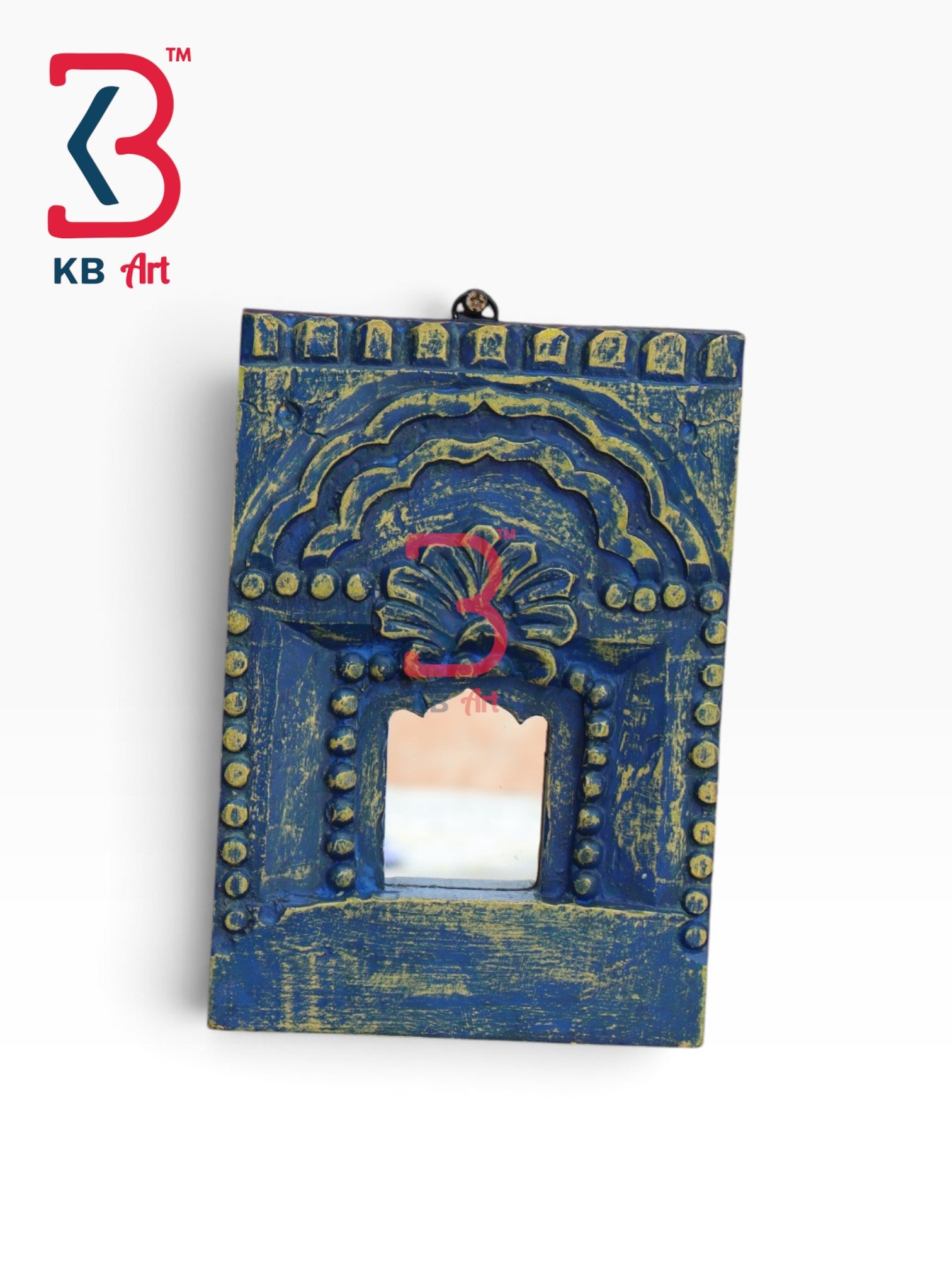 KB ART Authentic Handcrafted Wooden Temple Decor Wall Mirror - Wooden Temple Wall Mirror (Photo 2 of 2) | SKU KB-5305-B