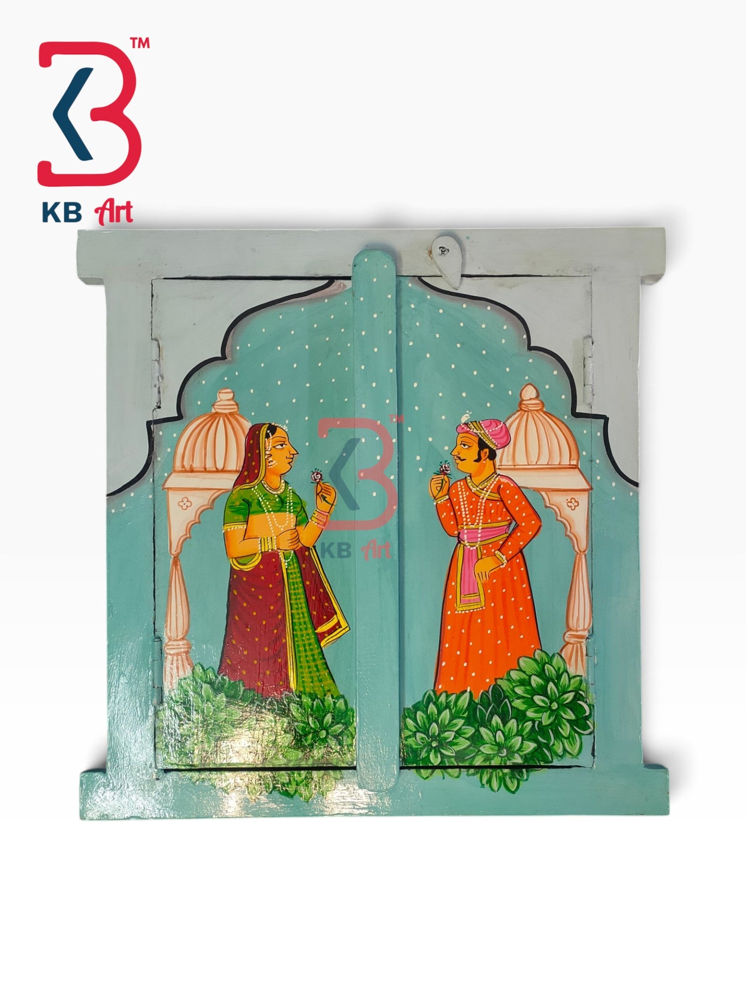 KB ART Traditional Jodhpur Handicrafts Wooden Window Wall Mirror Pichwai (Photo 2 of 2) | SKU KB-5310-B