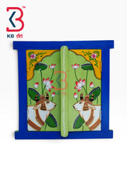 KB ART Rustic Wooden Window Jharokha Pichwai Cow Mirror for Entryway Decor - Wooden Window Wall Mirror (Photo 2 of 2) | SKU KB-5311-B