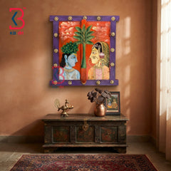 KB ART Boho Rustic Carved Wooden Window Pichwai Mirror Living Room Decor - Wooden Window Wall Mirror (Photo 2 of 2) | SKU KB-5315-B