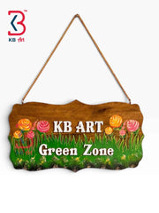 KB ART Handpainted Handcrafted Wooden Nameplate Plaque Traditional Rajasthani Wall Sign Decor for Home Office Reception Door Entryway Cultural Feature
