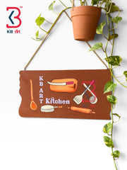 KB ART Ethnic Indian Handcrafted Wood Sign Board Plaque - Wooden Nameplate & Wall Sign (Photo 2 of 2) | SKU KB-5322-B