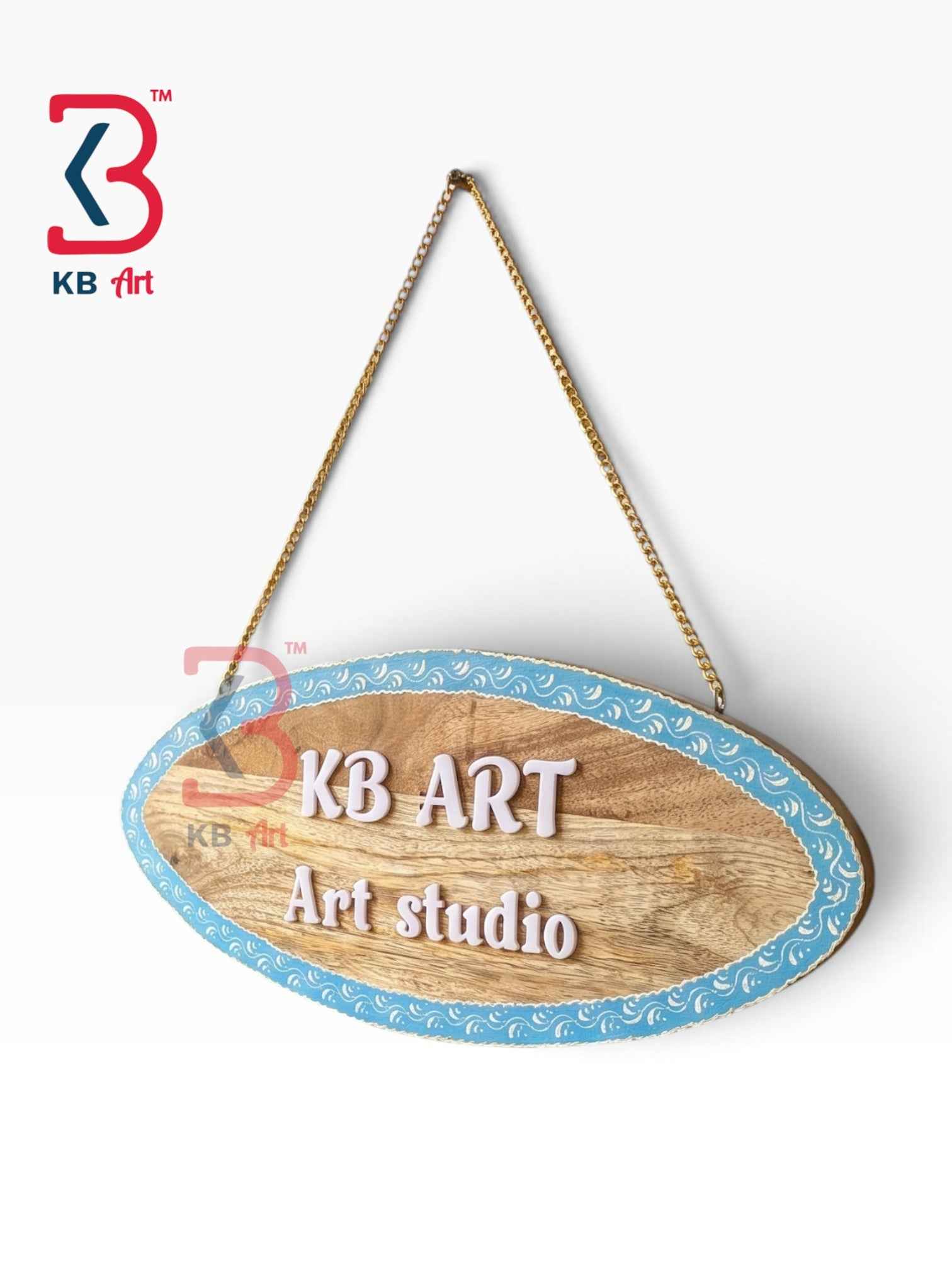 KB ART Carved Handcrafted Wooden Nameplate Plaque Traditional Rajasthani Wall Sign Decor for Home Office Reception Door Entryway Cultural Showpiece