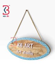 KB ART Carved Handcrafted Wooden Nameplate Plaque Traditional Rajasthani Wall Sign Decor for Home Office Reception Door Entryway Cultural Showpiece