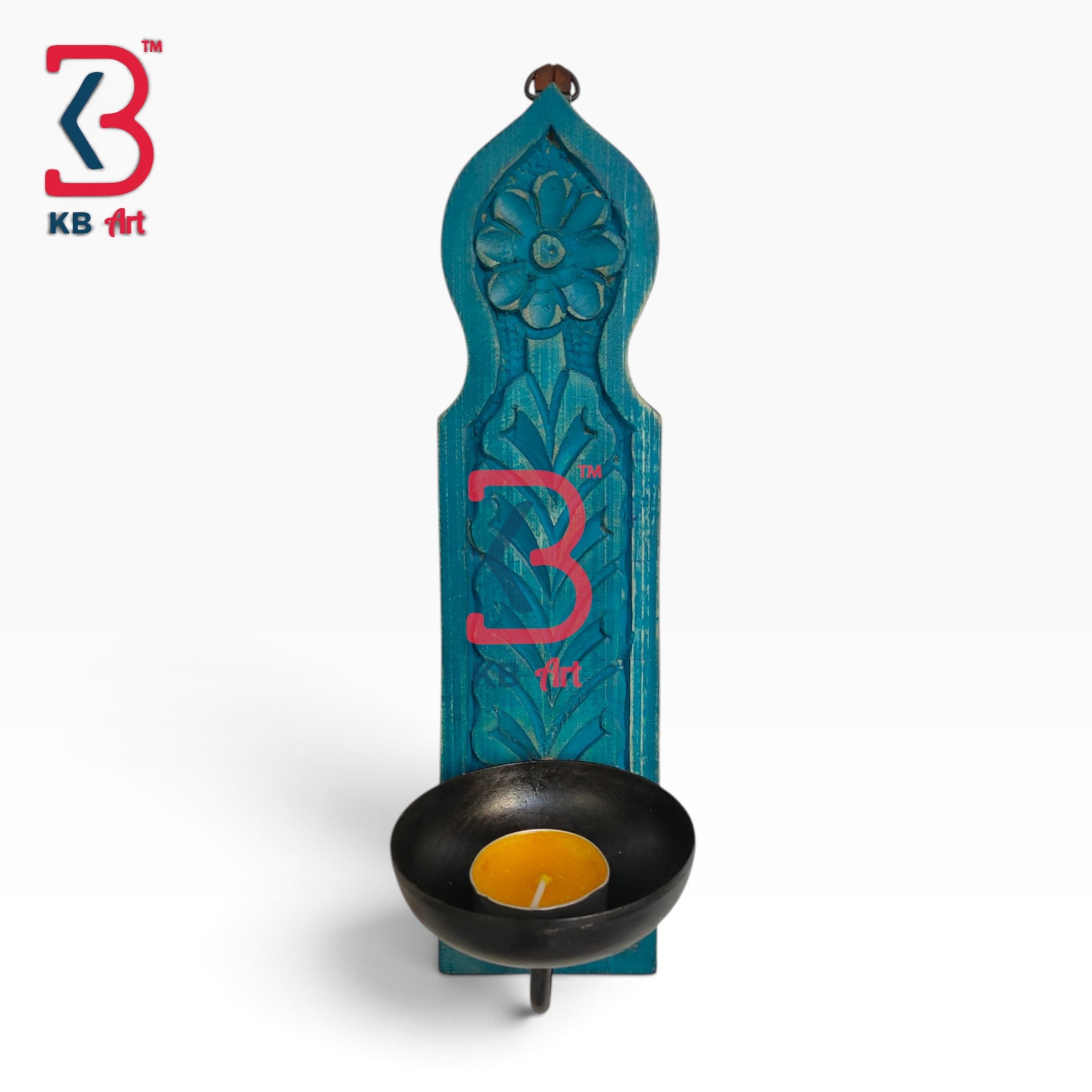KB ART Rustic Wooden Wall Candle Holder Living Room Decor - Wooden Wall Candle Sconce (Photo 2 of 2) | SKU KB-5330