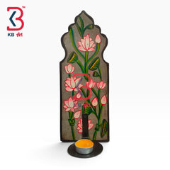 KB ART Artisan Crafted Wooden Wall Mounted Candle Stand Home Styling Pichwai Style - Wooden Wall Candle Sconce (Photo 2 of 2) | SKU KB-5332