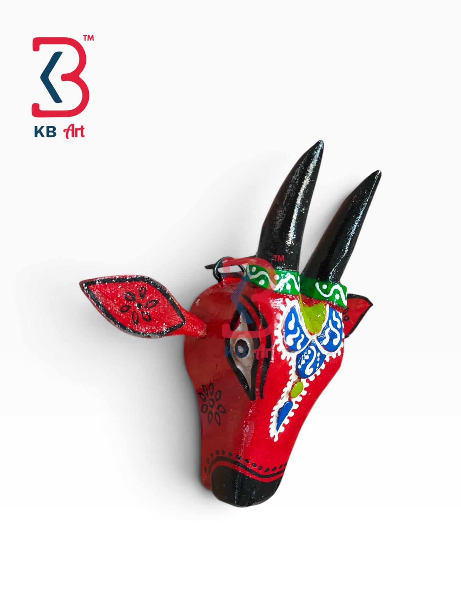 6-inch wall hanging – rustic hand carved 6 inch wood cow head wall accent | KB ART, Jodhpur Rajasthan