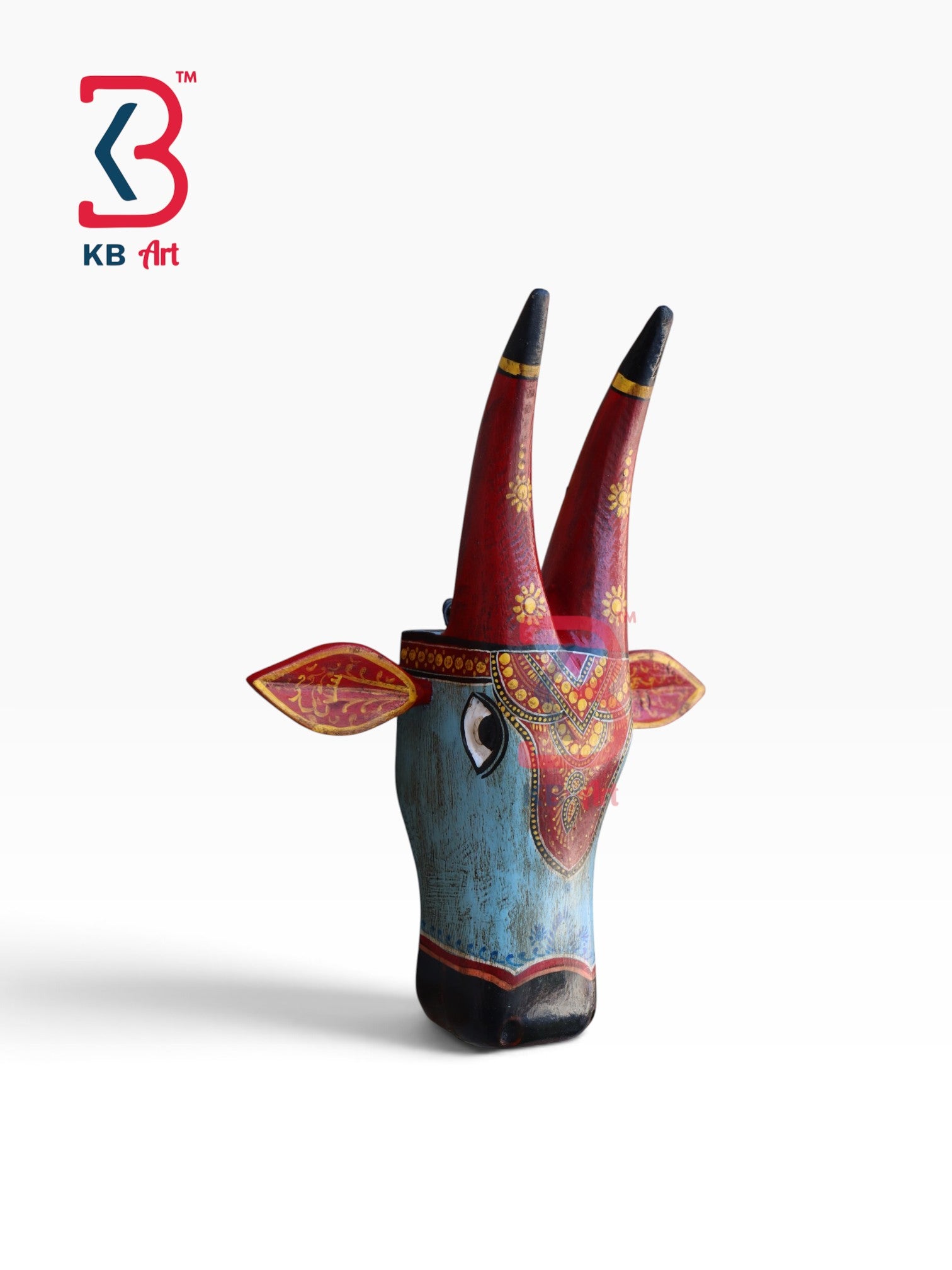 11-inch wall hanging – handcrafted wooden carved 11 inch cow head wall decor | KB ART, Jodhpur Rajasthan