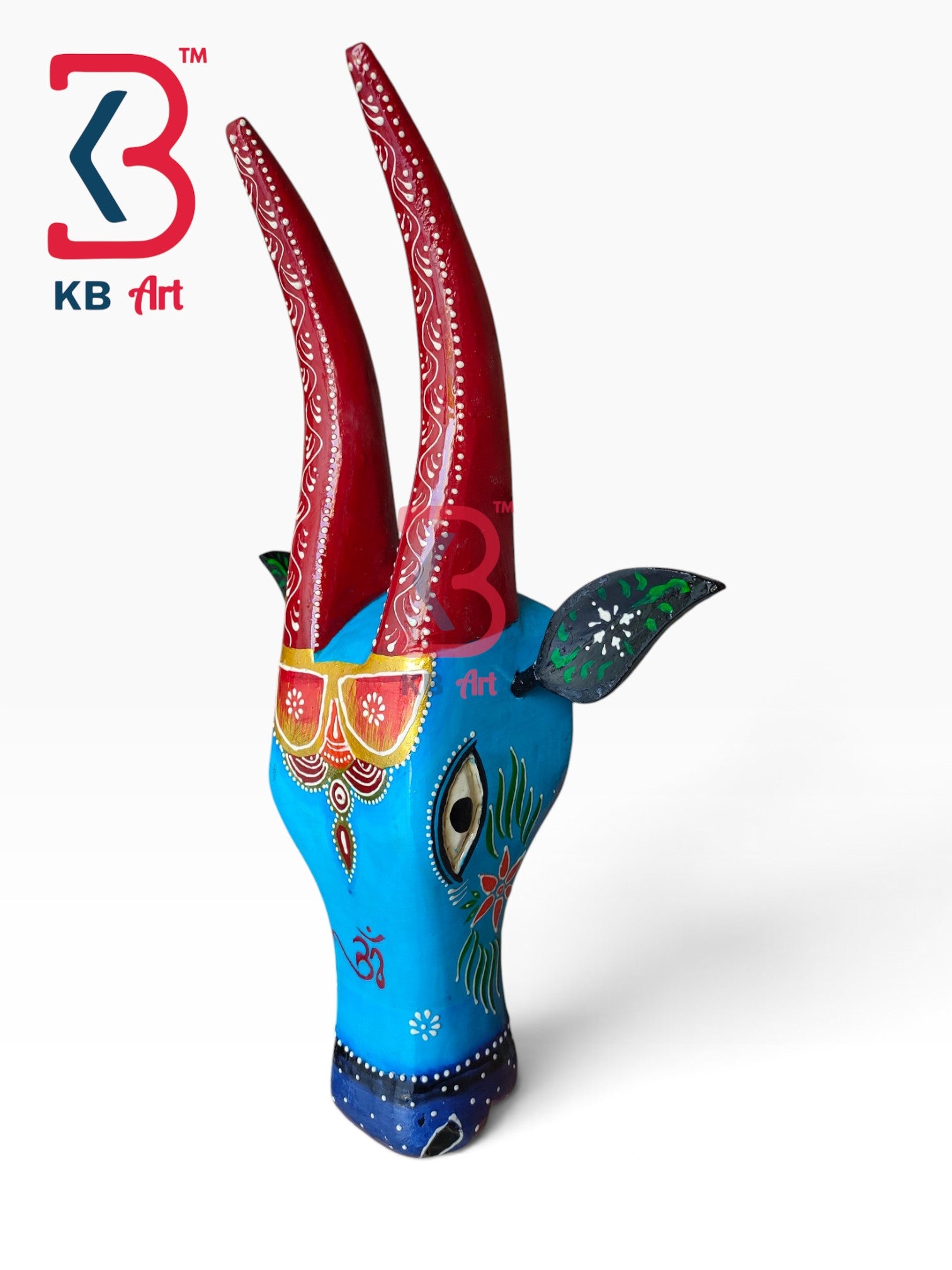 16-inch cow head wall hanging – authentic hand carved wooden kamdhenu cow head art | KB ART, Jodhpur Rajasthan