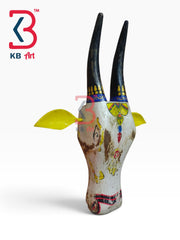 16-inch cow head wall hanging – ethnic indian folk art wooden cow mask wall decor | KB ART, Jodhpur Rajasthan