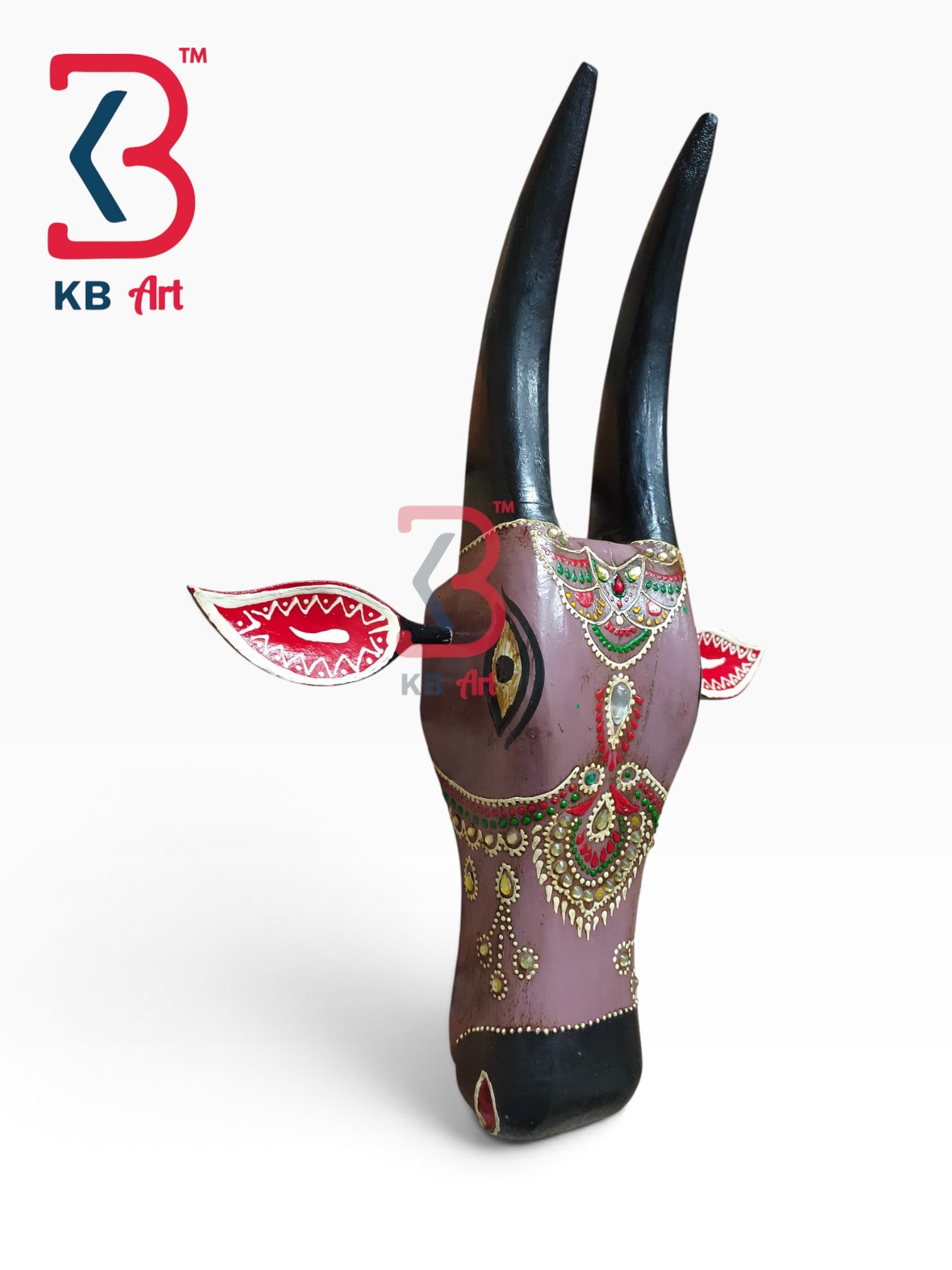 16-inch cow head wall hanging – artisan crafted solid wood kamdhenu cow mask decor | KB ART, Jodhpur Rajasthan