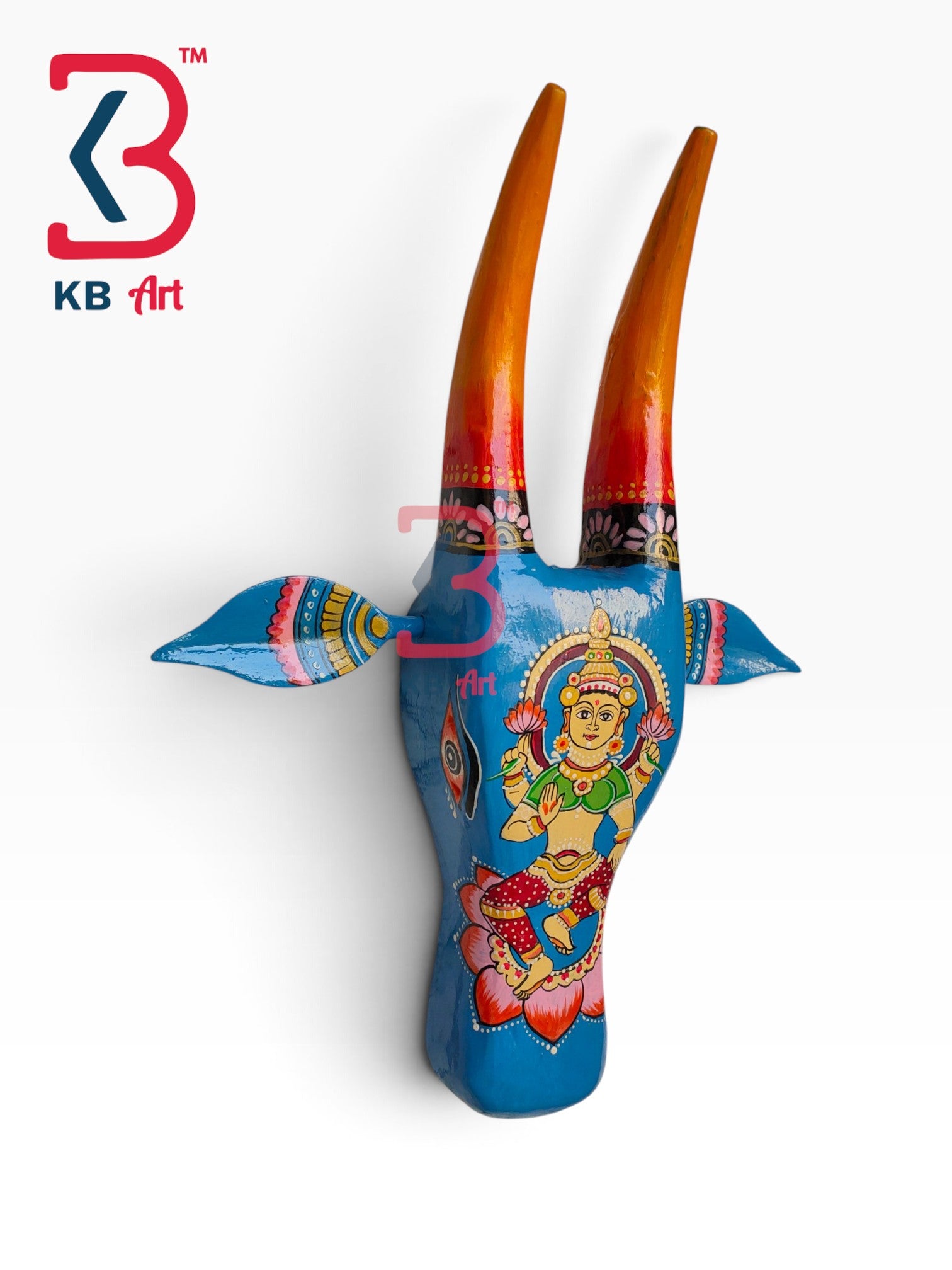 16-inch cow head wall hanging – decorative hand painted wood cow mask for entryway | KB ART, Jodhpur Rajasthan