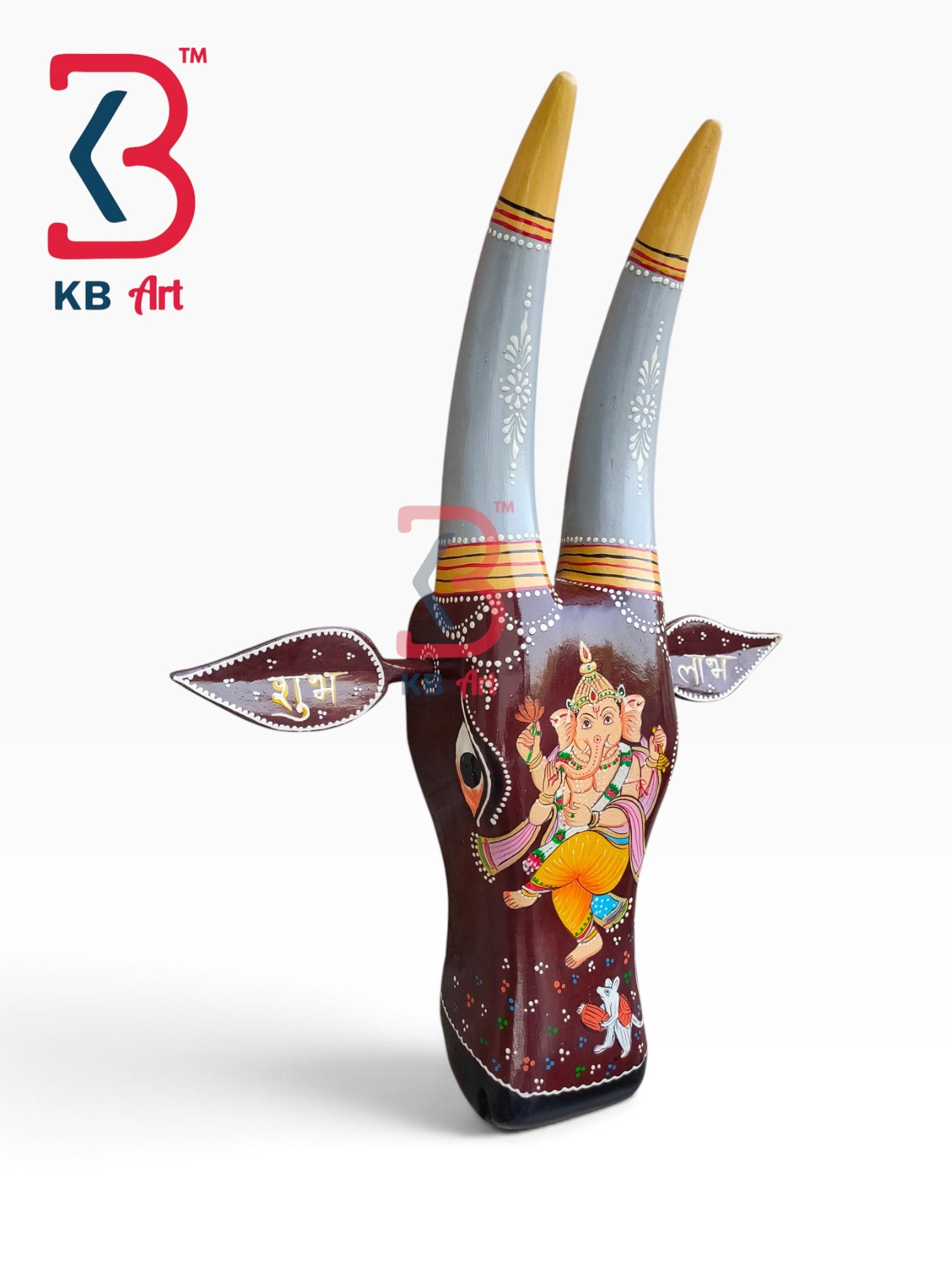 16-inch cow head wall hanging – ethnic indian carved wood cow mask for mandir | KB ART, Jodhpur Rajasthan