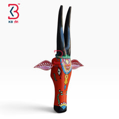 18-inch cow head wall hanging – handcrafted wooden carved 18 inch cow head wall decor | KB ART, Jodhpur Rajasthan