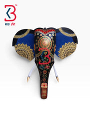 18-inch elephant head wall hanging – solid wood 18 inch art elephant head wall mount decor mandala art | KB ART, Jodhpur Rajasthan