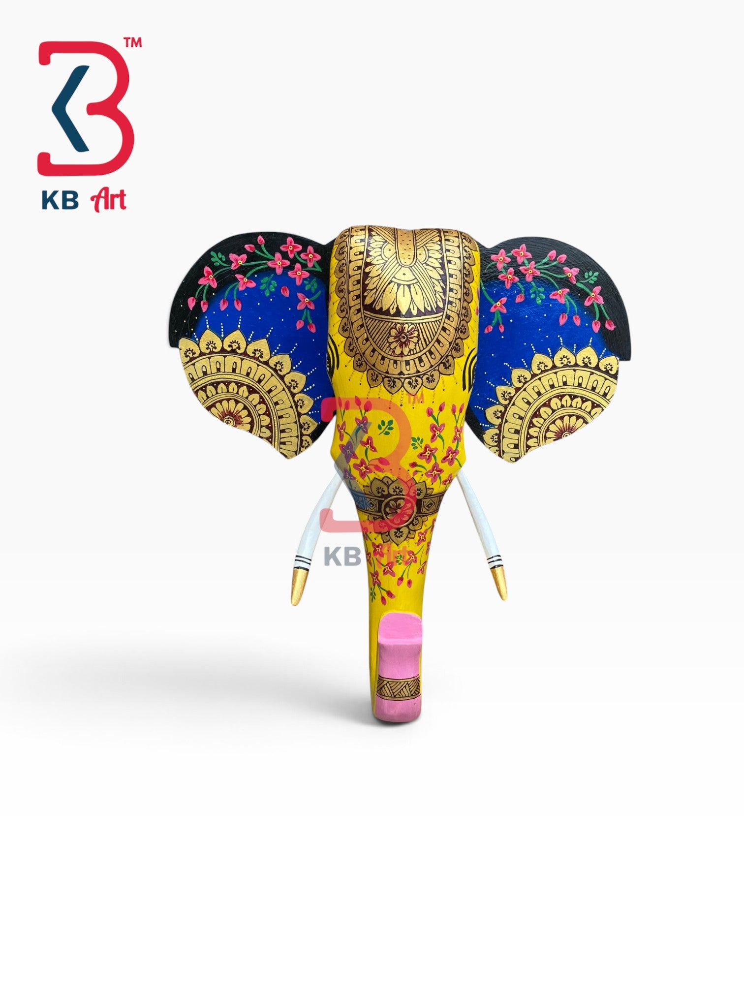 18-inch elephant head wall hanging – decorative 18 inch wooden elephant face wall plaque pooja room mandla | KB ART, Jodhpur Rajasthan