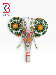 18-inch elephant head wall hanging – handcrafted wooden elephant mask showpiece for mandir altar | KB ART, Jodhpur Rajasthan