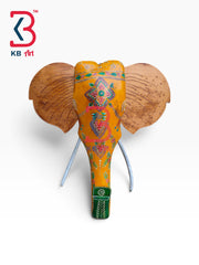 18-inch elephant head wall hanging – solid wood handcrafted elephant head wall sculpture gift item | KB ART, Jodhpur Rajasthan
