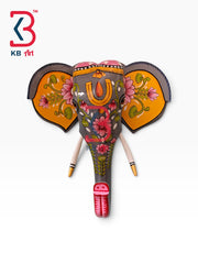 18-inch elephant head wall hanging – traditional jodhpur wood carved elephant mask wall accent odisha ar | KB ART, Jodhpur Rajasthan