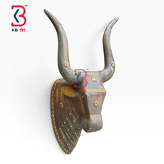 18-inch bull head wall plaque – traditional jodhpur handicrafts 18 inch wooden gray bull mask | KB ART, Jodhpur Rajasthan