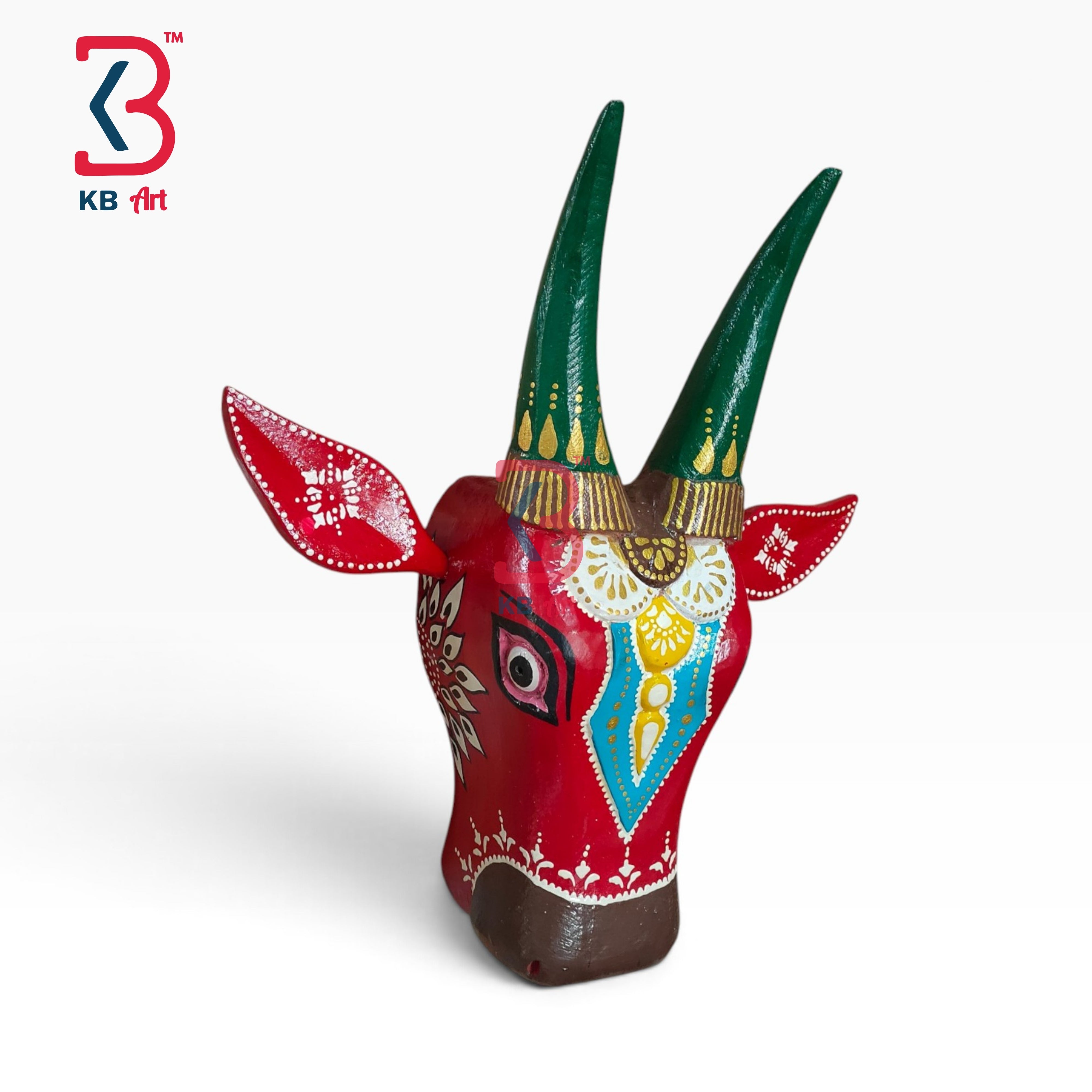 16-inch cow head wall hanging – traditional jodhpur handicrafts 16 inch wooden bull mask | KB ART, Jodhpur Rajasthan
