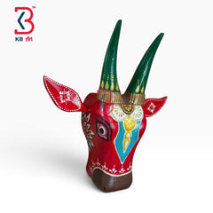 16-inch cow head wall hanging – traditional jodhpur handicrafts 16 inch wooden bull mask | KB ART, Jodhpur Rajasthan