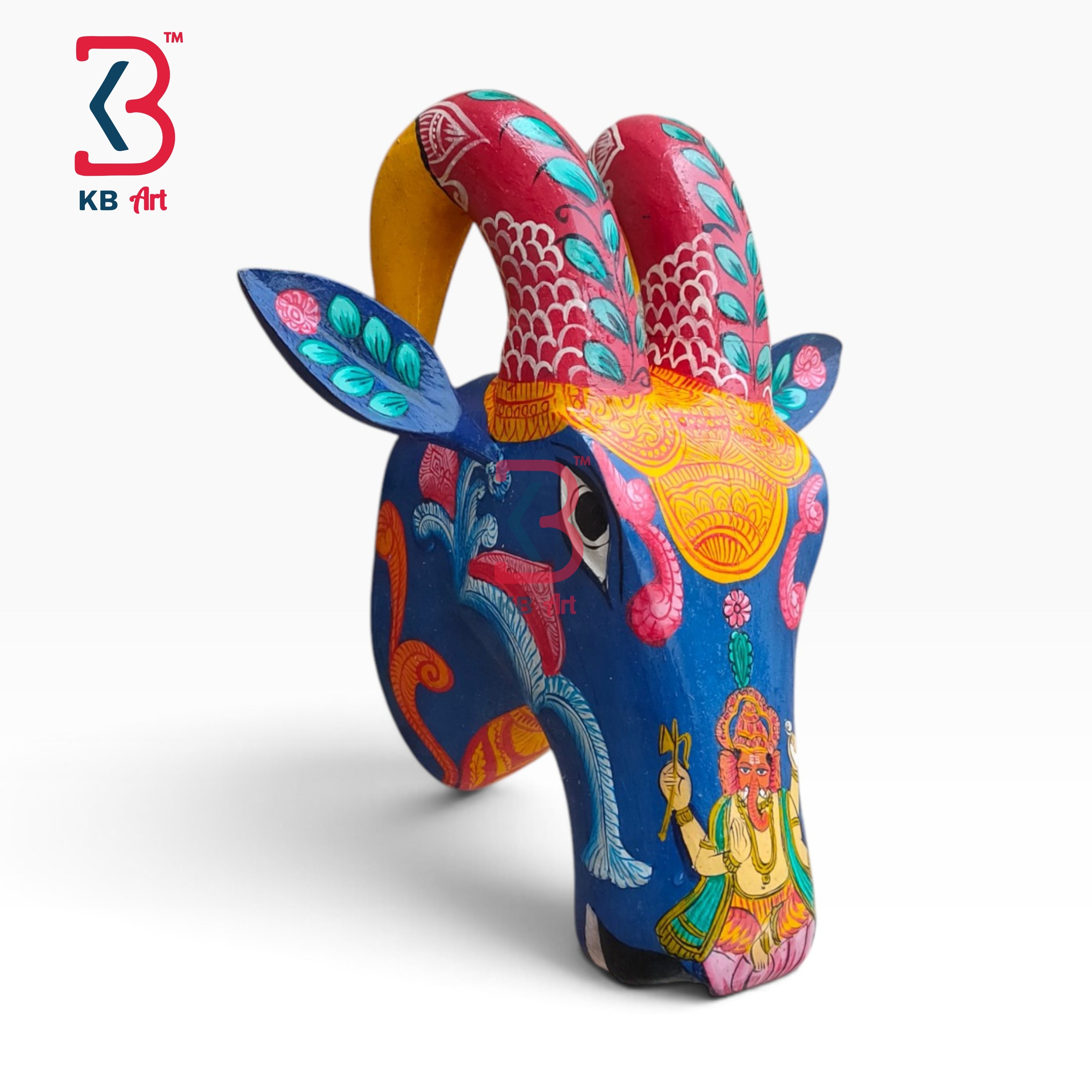 8-inch ram head wall hanging – traditional jodhpur handicrafts 15 inch wooden deer mask | KB ART, Jodhpur Rajasthan