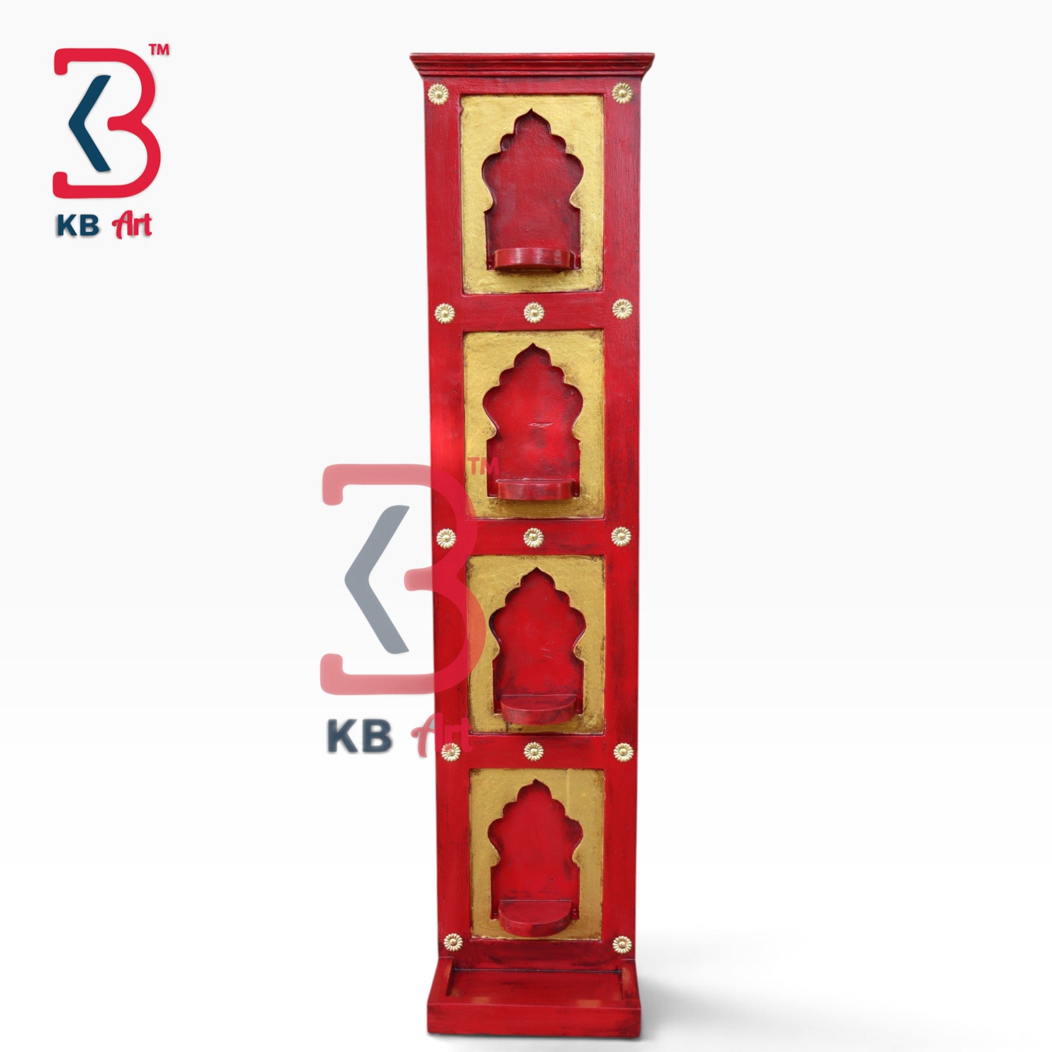 KB ART Traditional Rajasthani Hand Carved Wood Wall Panel Shelf - Carved Wooden Wall Panel (Photo 2 of 2) | SKU KB-5543-B