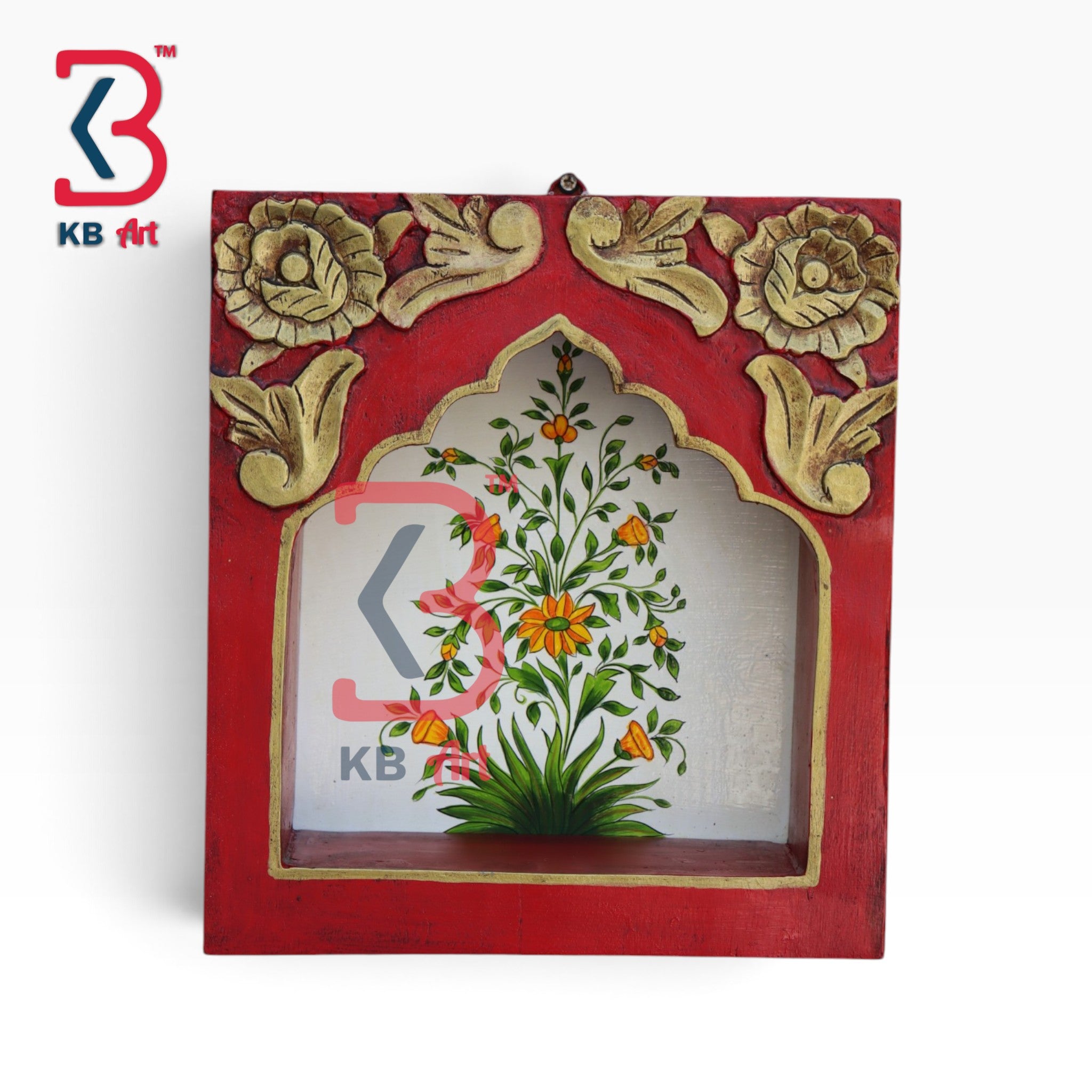 KB ART Ethnic Indian Carved Wooden Wall Decor Plaque - Carved Wooden Wall Panel (Photo 2 of 2) | SKU KB-5544-B