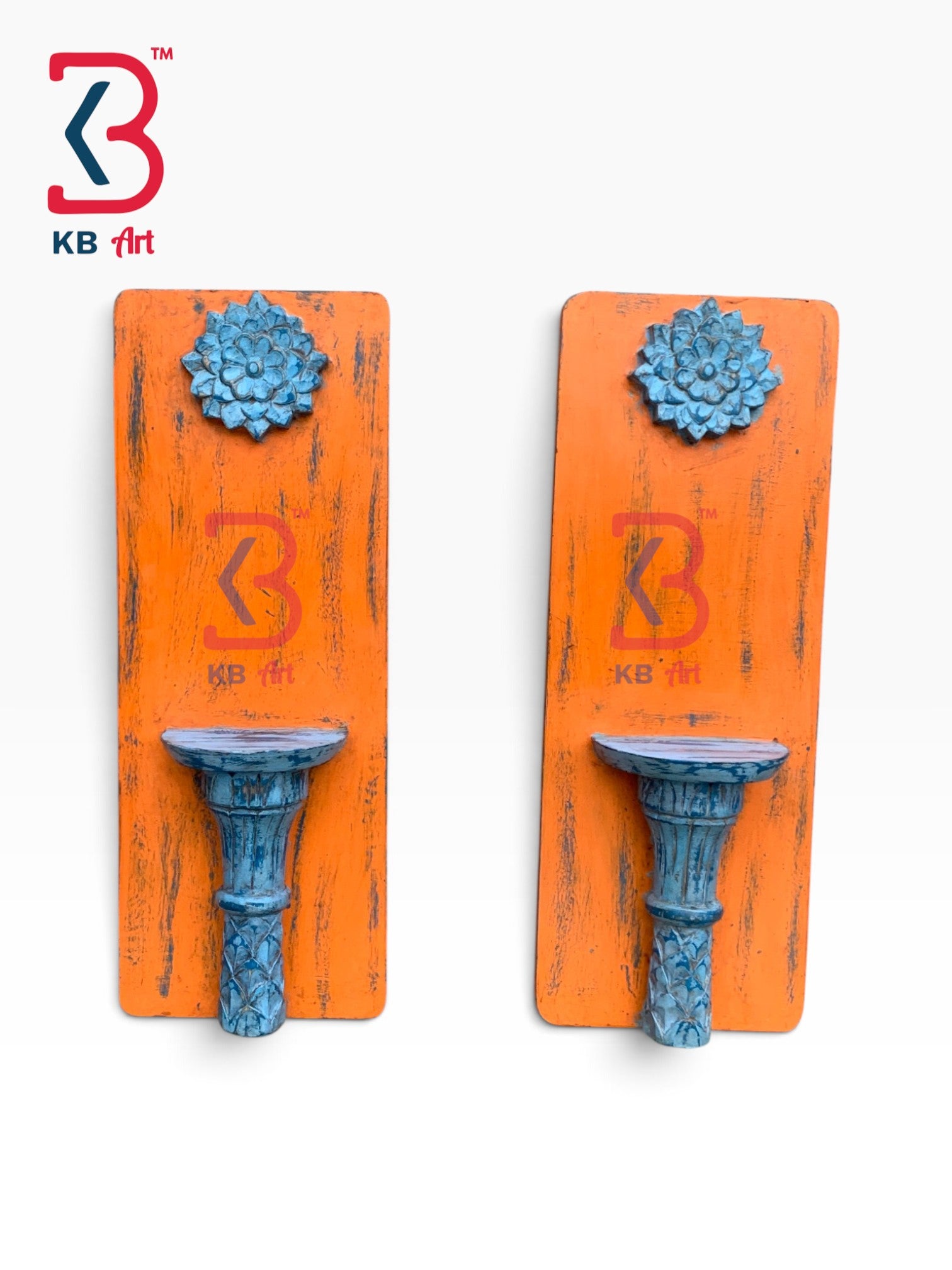 KB ART Solid Wood Handcrafted Panel Wall Shelf - Carved Wooden Wall Panel (Photo 2 of 2) | SKU KB-5552-B