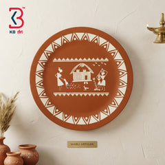 KB ART Vintage style hand painted wooden wall plate decor tribal art – original product photo on white background