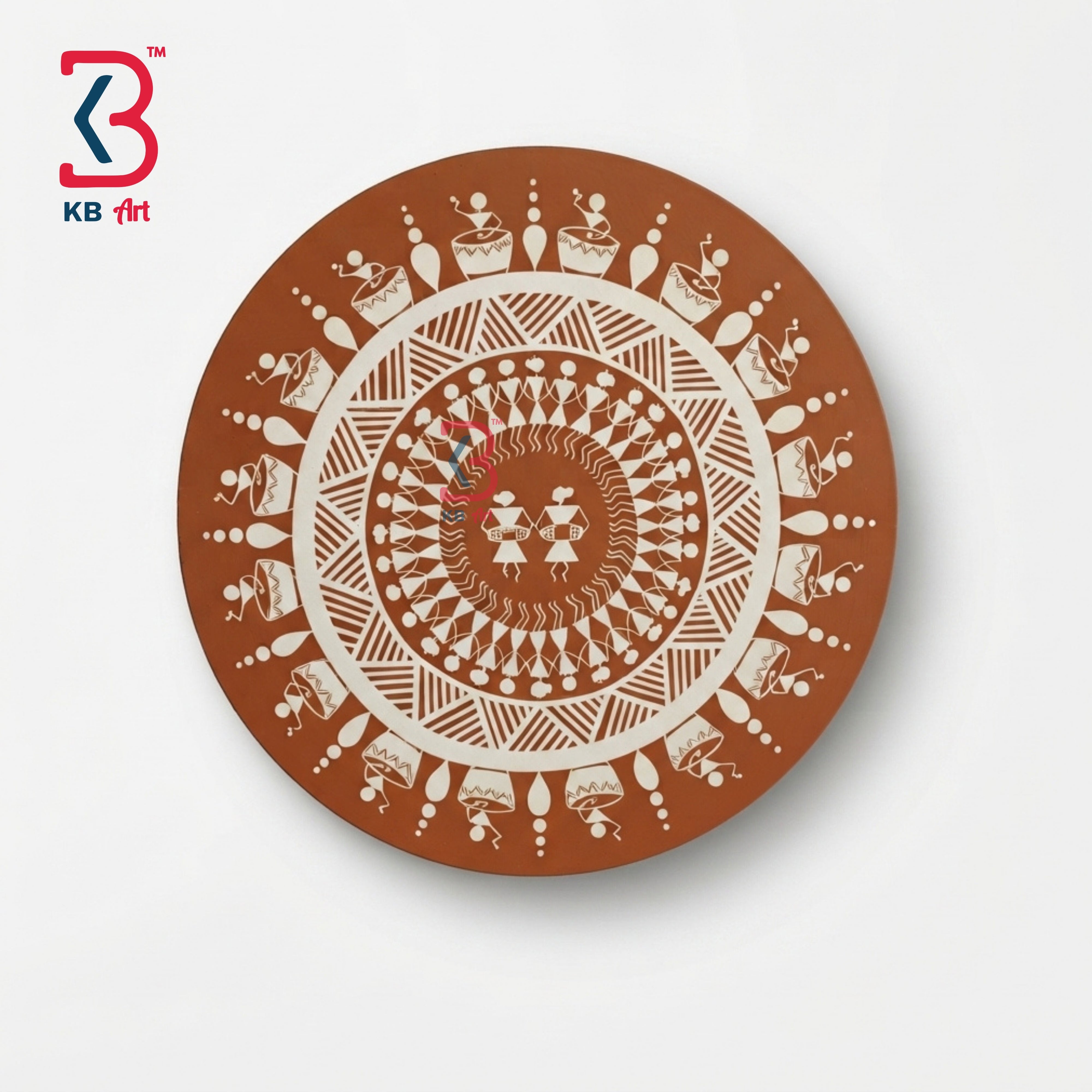 KB ART Authentic rajasthani handcrafted wood wall plate art teracotta tribal art – styled home decor lifestyle view