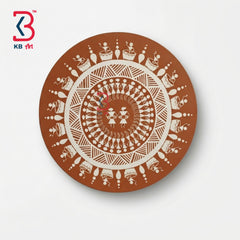 KB ART Authentic rajasthani handcrafted wood wall plate art teracotta tribal art – styled home decor lifestyle view
