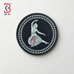 KB ART 12 Inch Handcrafted Wooden Wall Plate Classical Dancer Midnight Black White Wreath Traditional Wall Decor