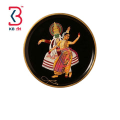 KB ART 12 Inch Handcrafted Wooden Wall Plate Kathakali Mohiniyattam Dance Duo Traditional Wall Decor