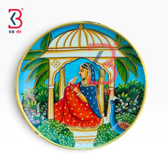 KB ART Authentic hand painted wooden wall plate art nathdwara painting pichwai – styled home decor lifestyle view