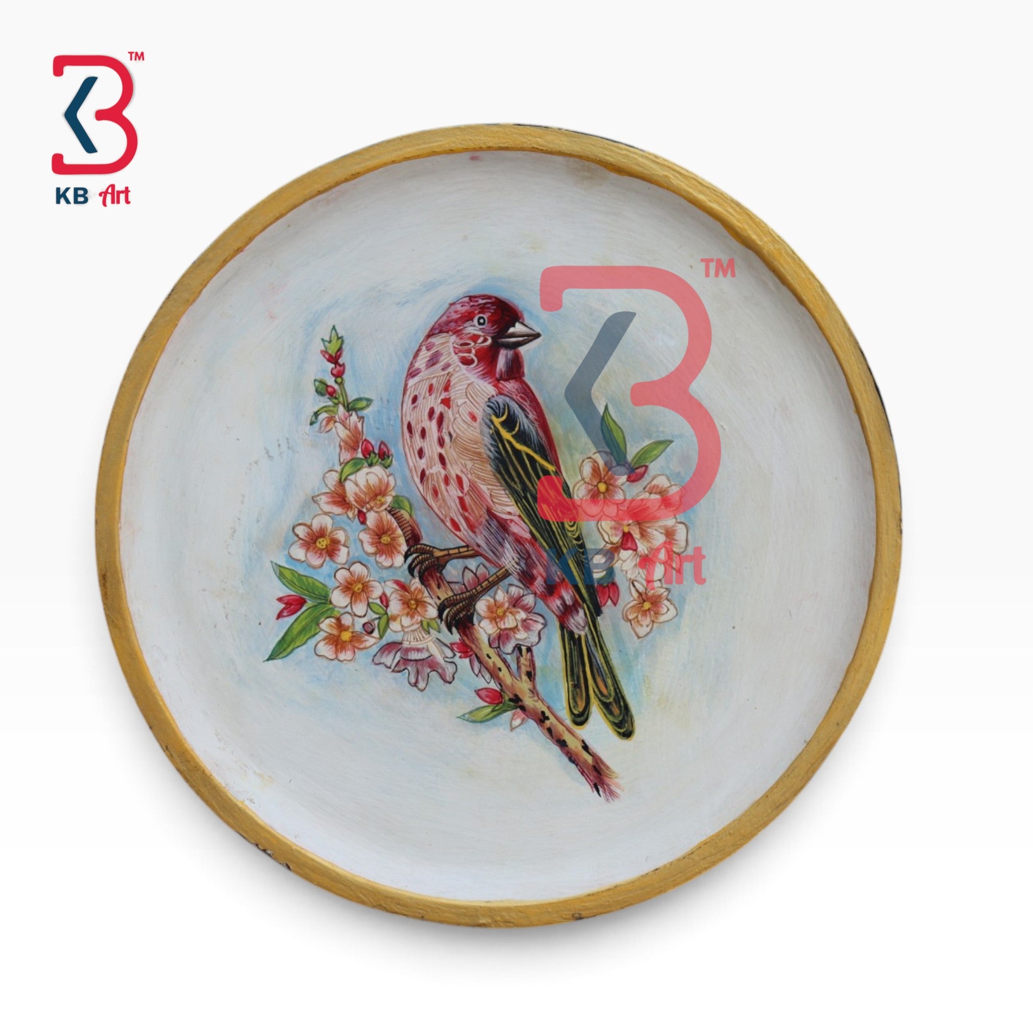 KB ART Embossed art wooden birds wall plate living room decor sparrow – styled home decor lifestyle view