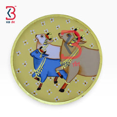 KB ART Traditional wooden pichwai plate wall hanging showpiece – styled home decor lifestyle view