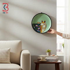 KB ART Decorative round wood 12 inch cow pichwai plate drawing room – original product photo on white background