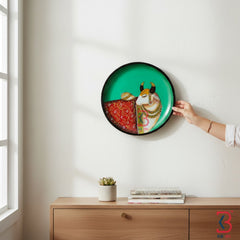 KB ART Vintage style 12 inch wood pichwai cow plate decor – original product photo on white background
