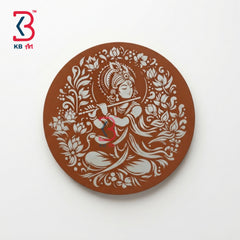 KB ART Handcrafted wooden 12 inch krishna pichwai wall plate decor – styled home decor lifestyle view