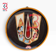 KB ART 12 Inch Handcrafted Wooden Wall Plate Pichwai Laxmi Narayan Tilak Chocolate Brown Wall Decor