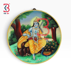 KB ART Ethnic indian hand painted dwarkadish vasudev pichwai plate decor for home – styled home decor lifestyle view