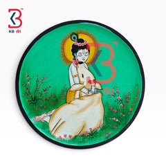 KB ART Handcrafted artistic wooden nandlala shri krishna govind pichwai wall plate – styled home decor lifestyle view