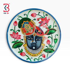 KB ART Authentic hand painted wooden shrinathji pichwai plate art – styled home decor lifestyle view