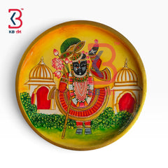 KB ART Handcrafted solid wood god shrinathji pichwai plate showpiece – styled home decor lifestyle view