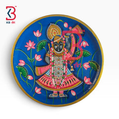 KB ART Traditional wooden god pichwai plate pooja room – styled home decor lifestyle view