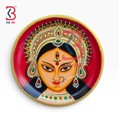 KB ART Ethnic indian folk art wooden godess mataji pichwai plate decor – styled home decor lifestyle view