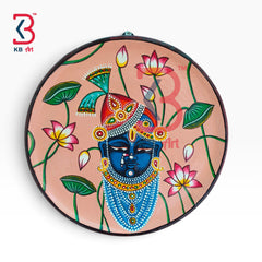 KB ART Artisan crafted solid wood god shrinathji pichwai plate decor – styled home decor lifestyle view
