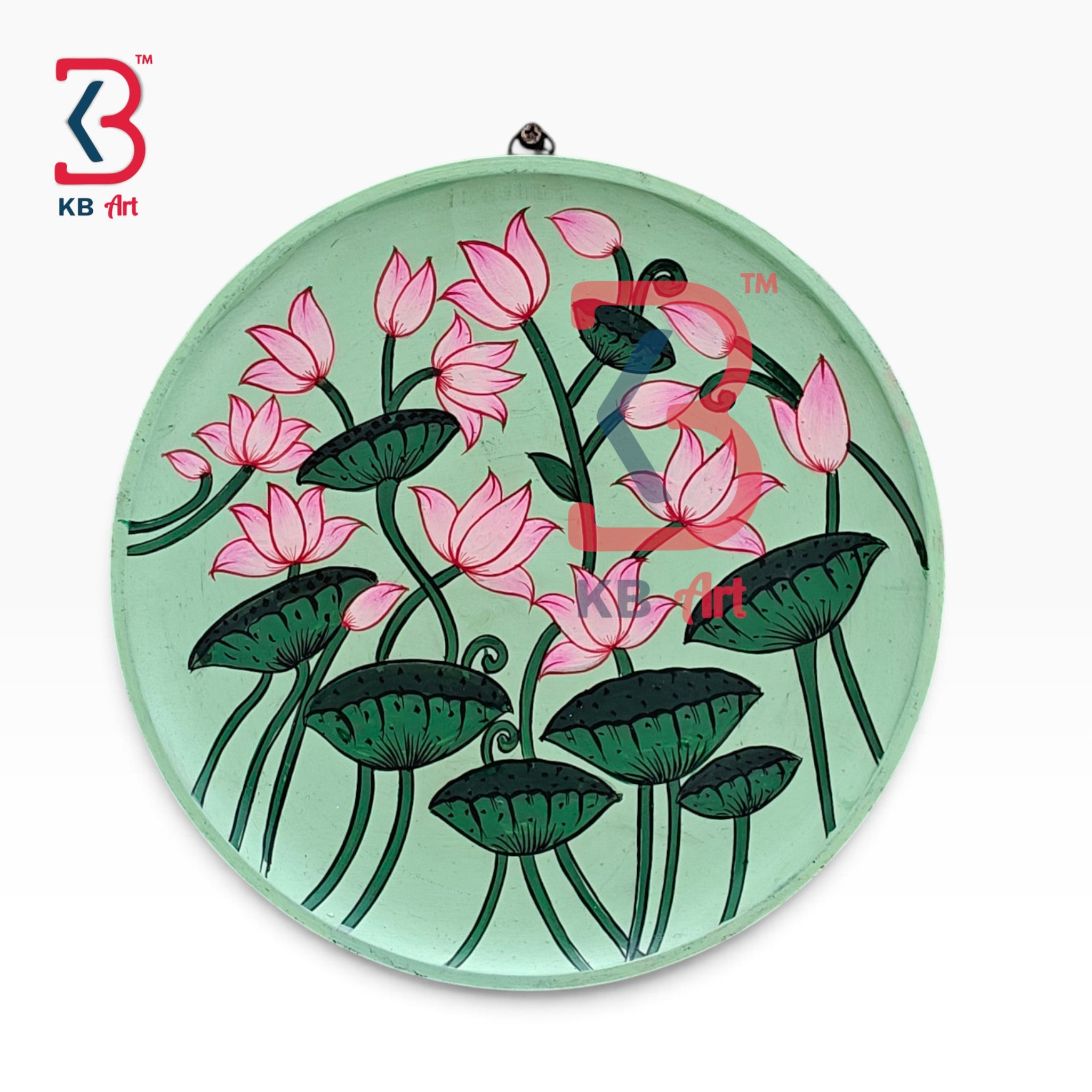 KB ART Authentic rajasthani handcrafted wood lotus kamal wall plate – styled home decor lifestyle view